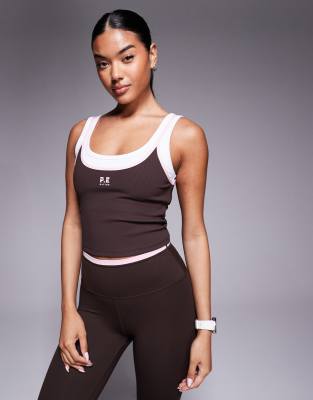 P. E Nation - Forward - Tanktop in Espresso und Chalk Print-Brown