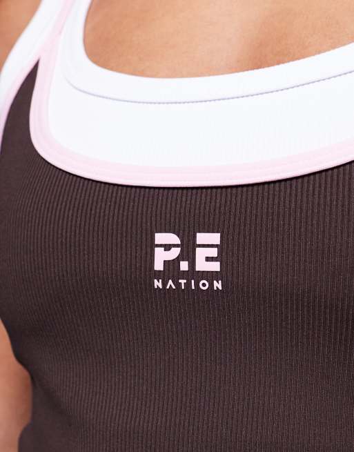 PE Nation – Forward – Top bez rękawów w kolorze ciemnobrązowym i jasnoróżowym, 2 z 4
