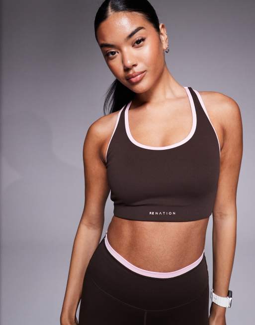 PE Nation - Stellar - Reggiseno sportivo color espresso e rosa gesso