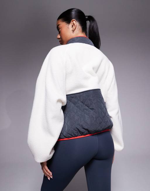 PE Nation Technique Quilt Jacket in whisper white and marine blue, 3 of 4