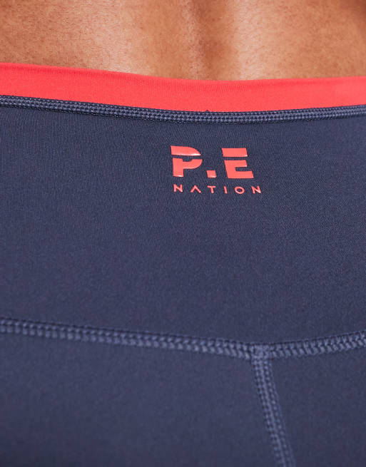 PE Nation Vita full length legging in marine blue and strawberry, 3 of 5