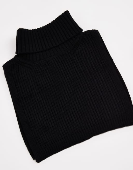 Pechera negra con cuello vuelto de punto acanalado de Pieces, 2 de 3
