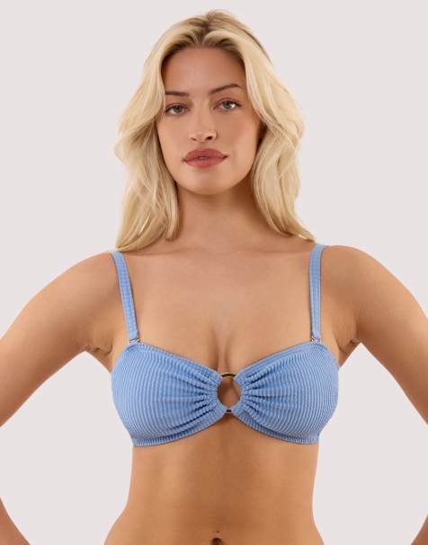 Peek & Beau Annabelle cornflower blue scrunch bandeau bikini top in blue - view 1