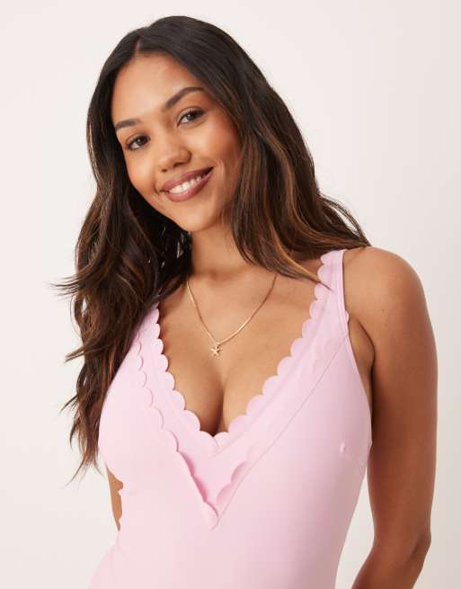 Peek & Beau - Badpak met dubbel schulpdetail in babyroze, 4 van 4