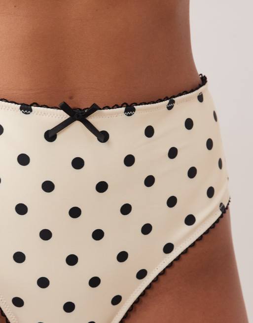 Peek & Beau - Bas de bikini taille haute à pois - Noir et blanc, 3 de 4