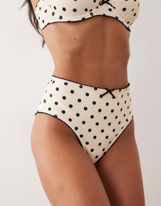 Peek & Beau - Bas de bikini taille haute à pois - Noir et blanc, 4 de 4