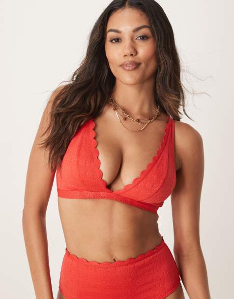 Peek & Beau – Bikini in Rot mit Lochstickerei und Bogenkante - view 1