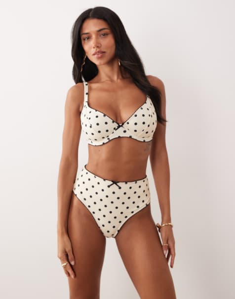 Peek & Beau - Bikini met randdetail en stippen in zwart en wit - view 1