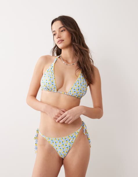 Peek & Beau – Bikini w niebieską kratkę vichy i cytryny - view 1