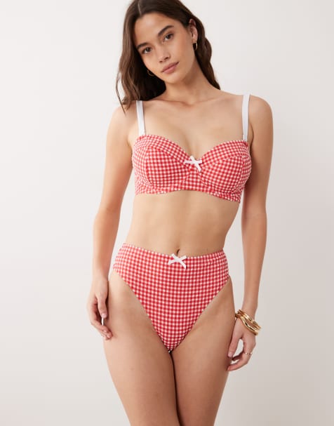Peek & Beau bikini with bow detail in red gingham - view 1