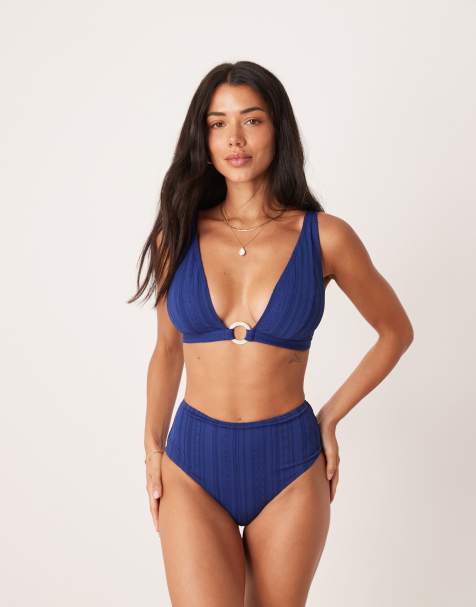 Peek & Beau broderie high rise bikini bottom in navy