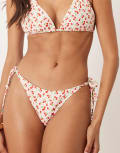 [Peek & Beau] Peek & Beau cherry print tie side bikini bottoms in pink 12 Pink
