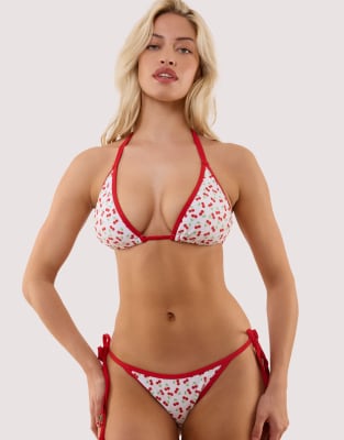 Peek & Beau Cherry red and white fuller bust triangle bikini top and bottom set | ASOS