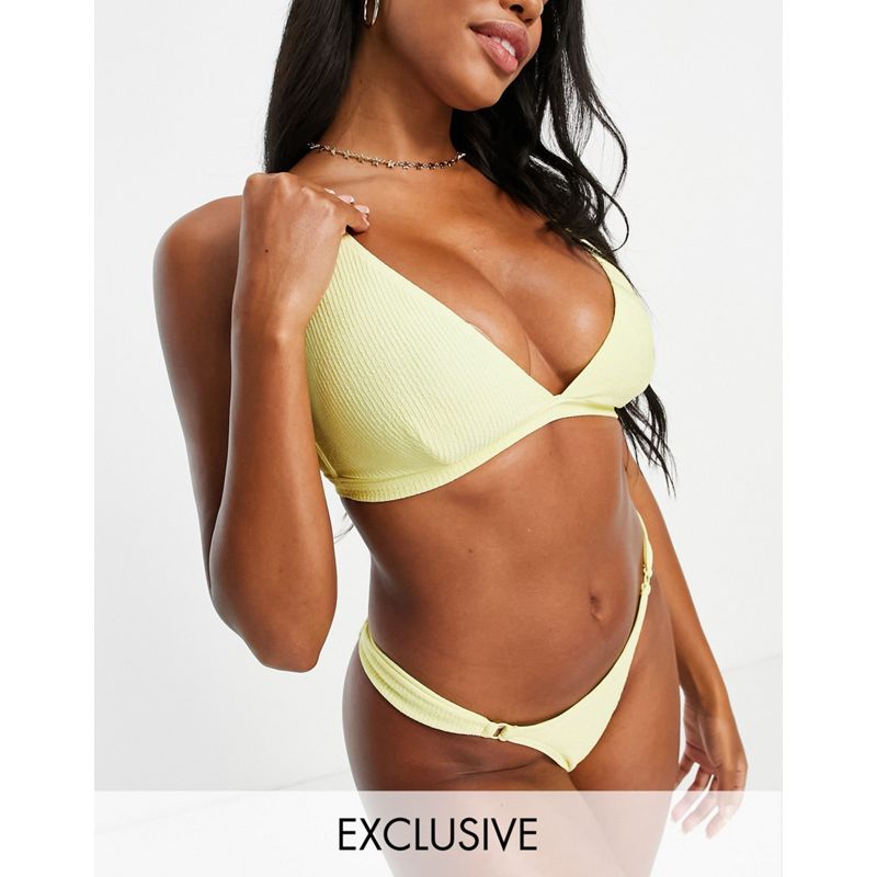 Donna dJW2x Peek & Beau Coppe Grandi - Bikini con top a triangolo elasticizzato e slip color limone