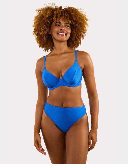 Peek & Beau cornflower high shine waisted bikini in blue, 3 of 3