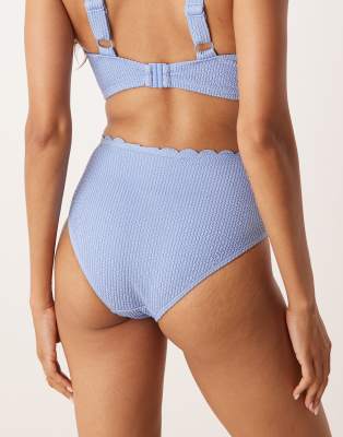 Peek & Beau Crinkle High Waist Bikini Bottoms With Scallop Detail