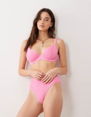 Peek & Beau Crinkle Underwire Bikini Top In Pink