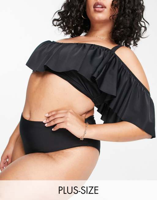 Peek & Beau Curve - Exclusive - Bikinibroekje met hoge taille in zwart