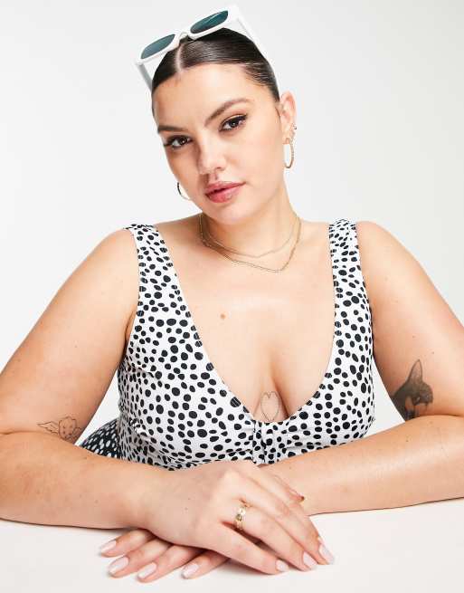 Peek & Beau Curve Exclusive cut-out swimsuit in polka dot, 2 of 4