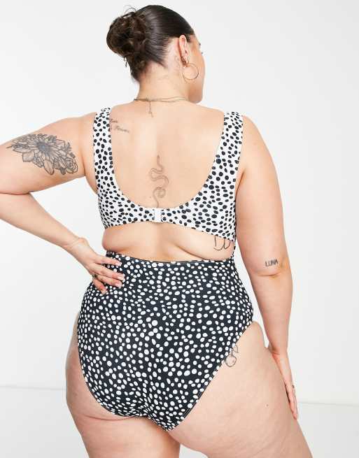 Peek & Beau Curve Exclusive cut-out swimsuit in polka dot, 3 of 4