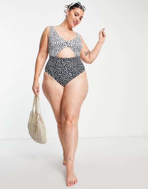 Peek & Beau Curve Exclusive cut-out swimsuit in polka dot, 4 of 4