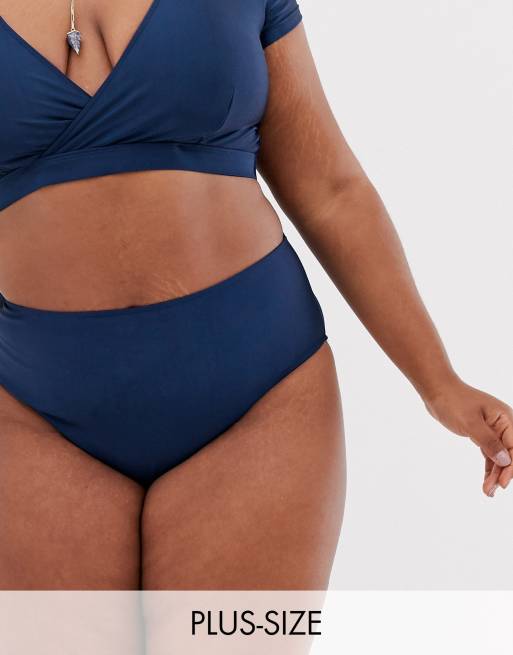 Peek & Beau Curve – Granatowe, połyskujące bikini o wysokim stanie, tylko w ASOS, 2 z 2