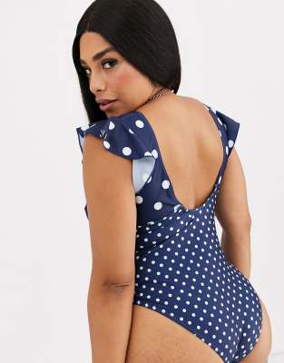 navy polka dot swimsuit