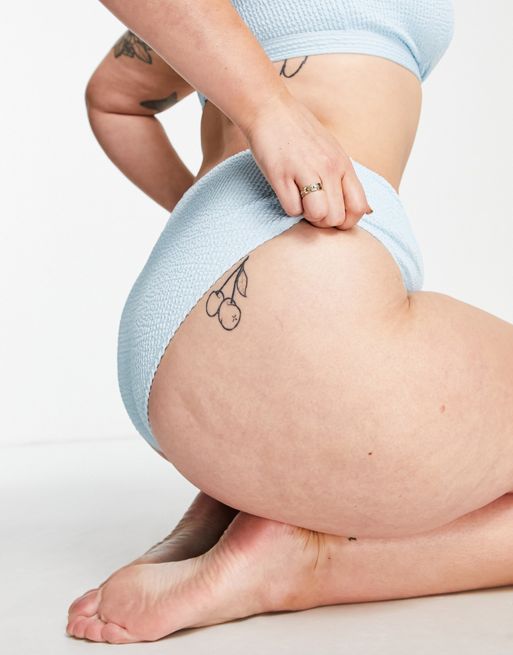 Peek & Beau Curve Exclusive high waist bikini bottom in baby blue crinkle -  ShopStyle Two Piece Swimsuits