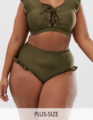 olive green high waisted bikini bottoms