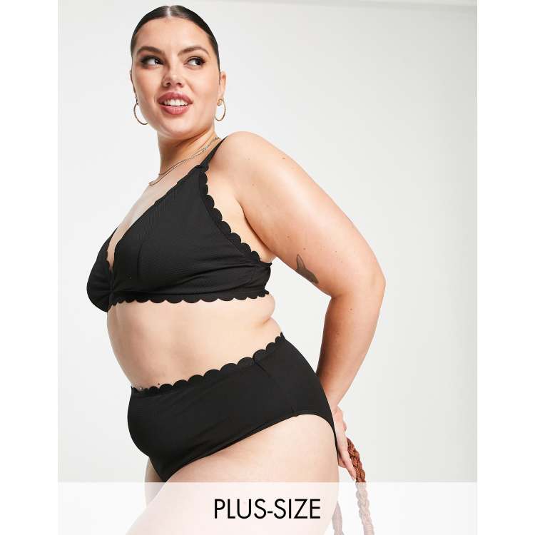 Black scalloped store high waisted bikini