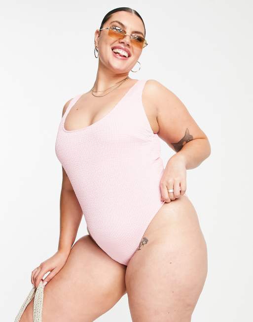 ASOS Charlotte Pink Scoop Crinkle Swimsuit