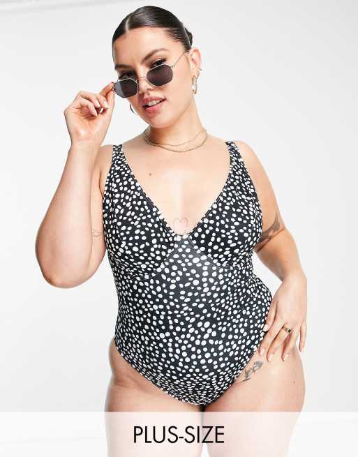 Peek & Beau Curve Exclusive underwire swimsuit in polka dot