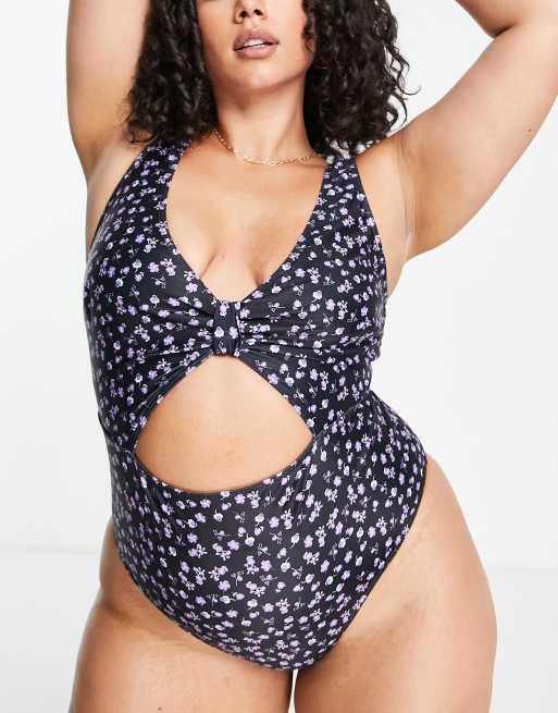 Peek & Beau Curve - Exclusivité - Maillot 1 pièce découpé à fleurs - Lilas, 4 de 4
