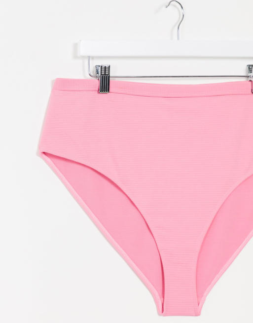 Peek & Beau Curve – Rosa ribbad bikiniunderdel med hög midja, endast hos ASOS, 4 av 4