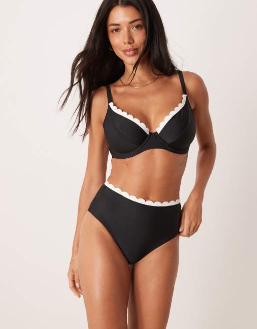 Peek & Beau – Mieszaj i łącz – Czarne bikini z kontrastowym muszelkowym wykończeniem, 5 z 5
