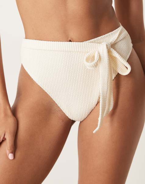 Peek & Beau high waist bikini bottom with bow detail in ivory