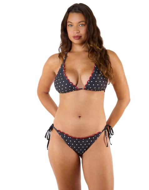 Peek & Beau Dottie scallop tie side brief in black/red - view 1