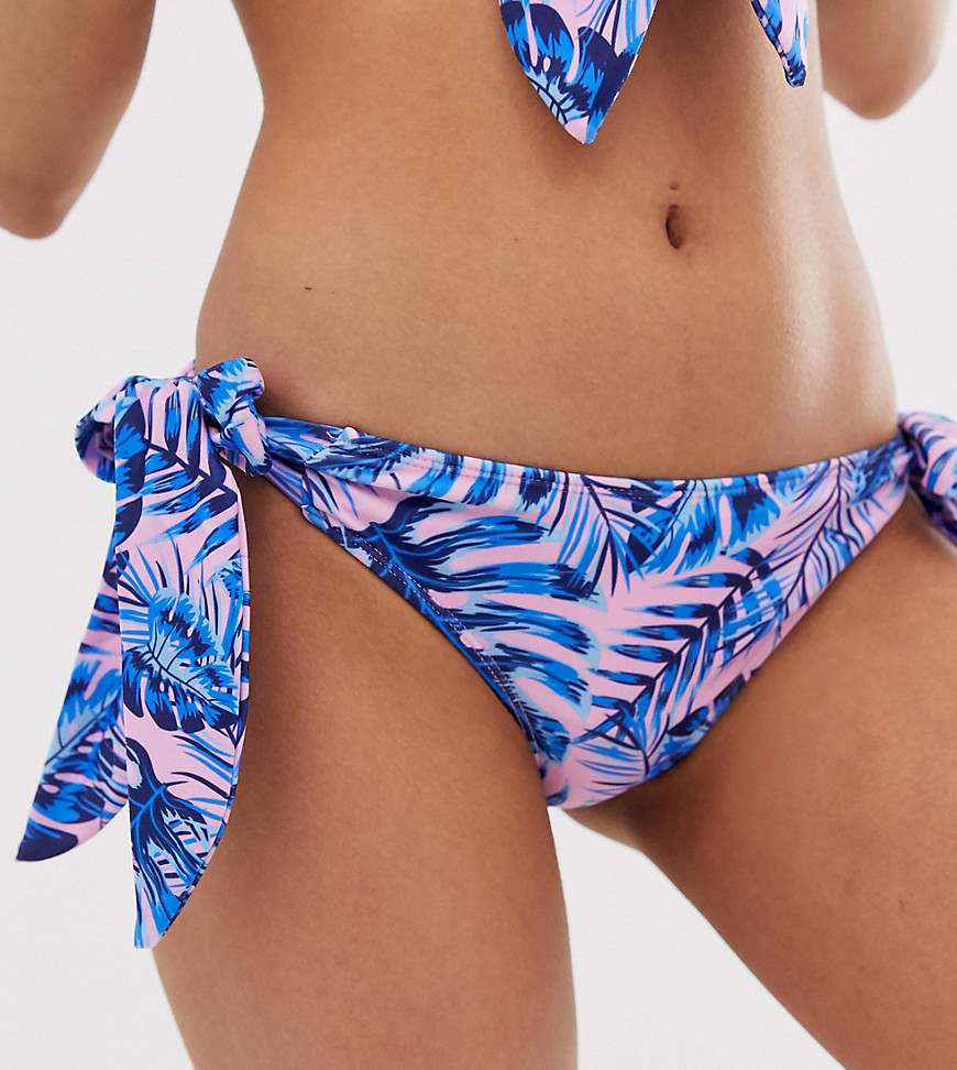 Peek & Beau Exclusive – Bikiniunderdel med palmmönster och knytning i sidan-Flerfärgad