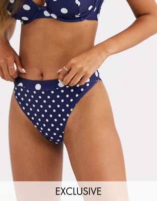 navy polka dot bikini bottoms