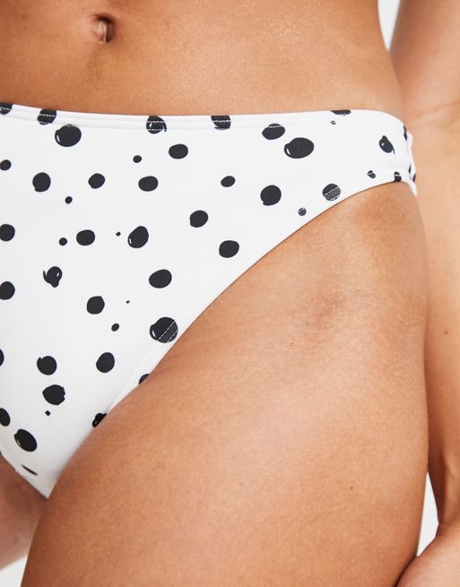Peek & Beau Exclusive mix and match high leg tanga bikini bottom in black  base polka dot