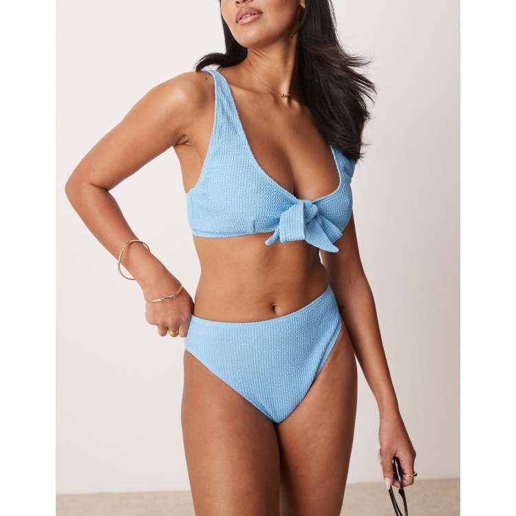 Peek & Beau Fuller Bust crinkle bikini set in blue | ASOS