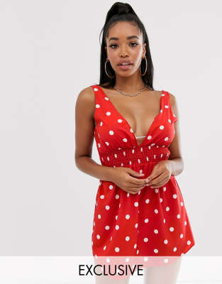 Peek & Beau Fuller Bust Exclusive beach dress in red spot