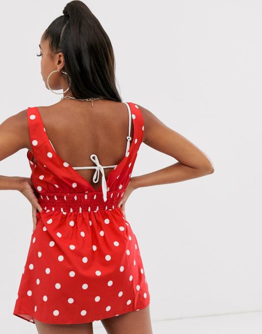 Peek Beau Fuller Bust Exclusive Beach Dress In Red Spot Asos