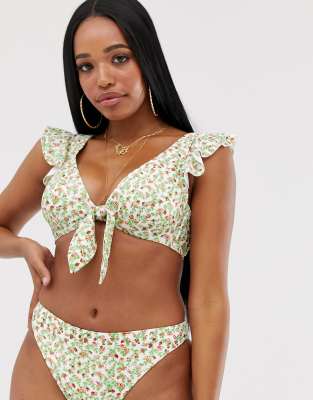 ruffle sleeve swim top