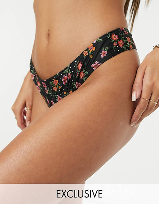 Peek & Beau Fuller Bust Exclusive high leg bikini bottom in winter floral