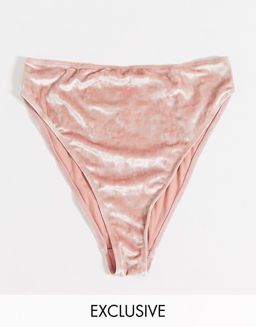 Peek & Beau Fuller Bust Exclusive high waist bikini bottom in summer rose velvet
