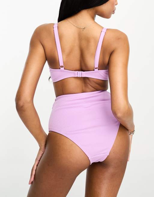 Peek & Beau Fuller Bust Exclusive high leg bikini bottom in textured lilac