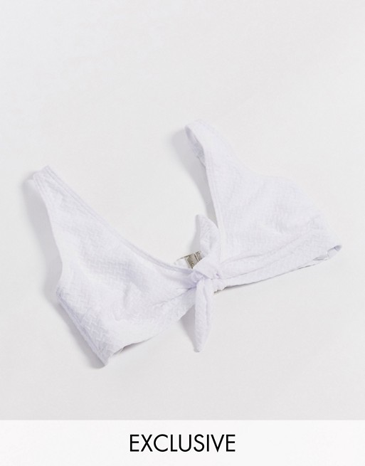Peek & Beau Fuller Bust Exclusive knot bikini top in white