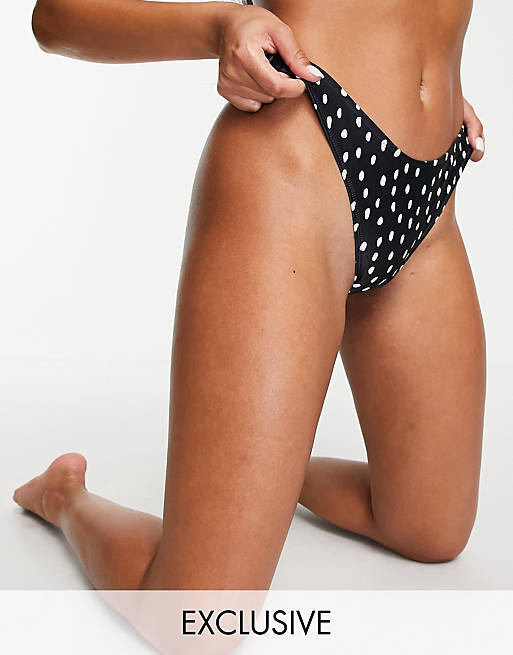 Peek & Beau Fuller Bust Exclusive mix and match high leg bikini bottom in polka dot
