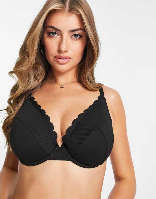 Black Mix Match Push Up Cupped Bikini Top